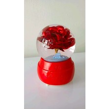 LED Işıklı Kar Küresi | Kar Küresi Pilli ve Işıklı 15 cm | Kırmızı Gül | Sevgiliye Özel Hediye