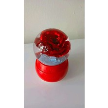 LED Işıklı Kar Küresi | Kar Küresi Pilli ve Işıklı 15 cm | Kırmızı Gül | Sevgiliye Özel Hediye
