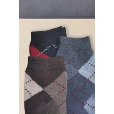 Hitit Socks Erkek 5 Çift Günlük Sıkmayan Boğazlı Terletmez Baklava Desenli  Baba Çorabı Çokrenkli
