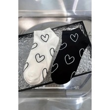 Hitit Socks Kadın 4 Çift Premium Kalite Kalp Desenli Patik Çorap Çok Renkli