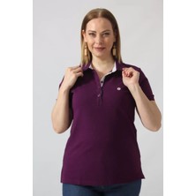 21305 Kısa Kollu Büyük Beden Lacoste Kumas T-Shirt Mor