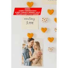 Dekoratif El Yapımı Kalpli Magnet Seti 8'li - Turuncu Benekli Buzdolabı Süsü| V Vanilla Concept