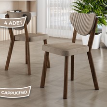 Arfe Serisi 4 Adet Cappucino Mutfak Sandalyesi Ahşap Kaplama 1. Sınıf Babyface Kumaş
