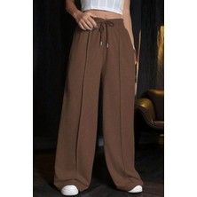 Kadın Kahverengi Çımalı 2 Iplik Bol Paça Eşofman Altı