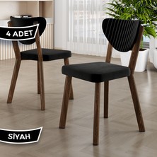 Arfe Serisi 4 Adet Siyah Mutfak Sandalyesi Ahşap Kaplama 1. Sınıf Babyface Kumaş