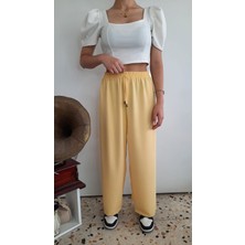 Yüksek Bel Pamuk Keten Pantolon