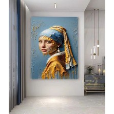 Özkacar Group Inci Küpeli Kız Kanvas Tablo Ev Duvar Salon Ofis Dükkan Hediyelik Dekarasyon Süsü