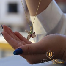 Zirkon Taşlı Renkli Mineli Hari Bülbül Gümüş Kolye