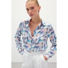 Desenli Uzun Gömlek - Mavi