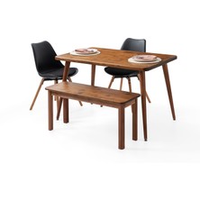 Bensett Kitta Yemek Masası, %100 Masif Ahşap, 120 x 75 cm, Ceviz