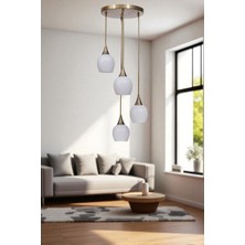 Enzo 4 Lü Tepsili Eskitme Beyaz Camlı Sarkıt