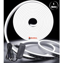 5 Metre Beyaz Işık Esnek Neon LED Şerit Butonlu Dekoratif Aydınlatma Seti SB-6535
