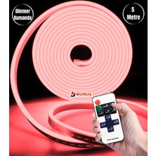 5 Metre Kırmızı Işık Esnek Neon LED Şerit Dimmer Kumandalı Dekoratif Aydınlatma Seti SB-6537