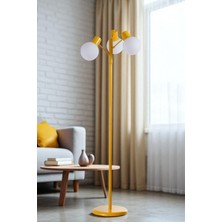 Safir 3 Lü Sarı Lambader Beyaz Camlı