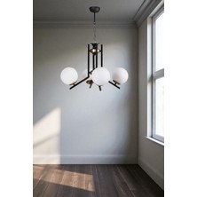 Yeni Ruby 4 Lü Siyah Beyaz Camlı Avize