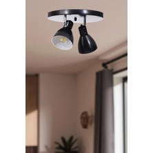 Otis 2 Li Tepsili Siyah Plafonyer Avize