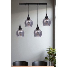 Enzo 4 Lü Sıralı Siyah Füme Camlı Sarkıt