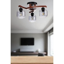Weston 3 Lü Ceviz Füme Camlı Plofonyer Avize