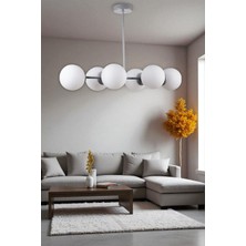 Yeni Favori 6 Lı Gri Beyaz Camlı Avize