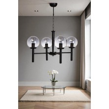 Luke 4 Lü Siyah Füme Camlı Avize