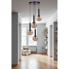 Sezgi 4 Lü Tepsili Siyah Bal Camlı Sarkıt