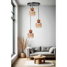 Lidya 3 Lü Tepsili Siyah Bal Camlı Sarkıt