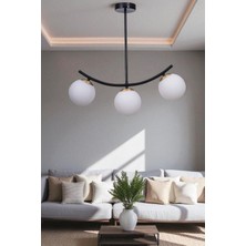 Velvet 3 Lü Siyah Beyaz Camlı Plafonyer Avize