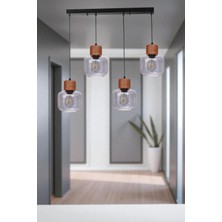 Lidya 4 Lü Sıralı Siyah Füme Camlı Sarkıt