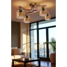 Weston 4 Lü Naturel Bal Camlı Plofonyer Avize