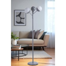 Küre 3 Lü Gri Lambader Beyaz Camlı