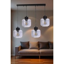 Parla 4 Lü Sıralı Siyah Füme Camlı Sarkıt