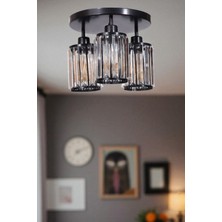 Hugo 3 Lü Tepsili Siyah Plafonyer Avize