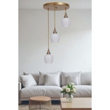 Enzo 3 Lü Tepsili Eskitme Beyaz Camlı Sarkıt