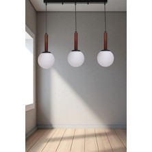 Işıl 3 Lü Sıralı Ceviz Beyaz Camlı Sarkıt