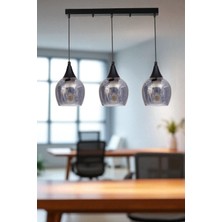 Enzo 3 Lü Sıralı Siyah Füme Camlı Sarkıt