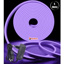 5 Metre Mor Işık Esnek Neon LED Şerit Butonlu Dekoratif Aydınlatma Seti SB-6535