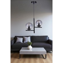 Terra 2 Li Siyah Füme Camlı Avize