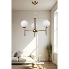 Luke 3 Lü Eskitme Beyaz Camlı Avize