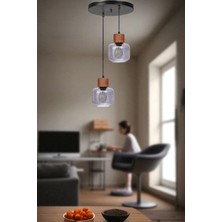 Lidya 2 Li Tepsili Siyah Füme Camlı Sarkıt