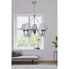 Berfin 5 Li Gri Hasır Gri Abajrulu Avize