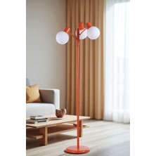 Safir 3 Lü Turuncu Lambader Beyaz Camlı