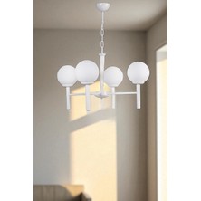 Luke 4 Lü Beyaz Camlı Avize