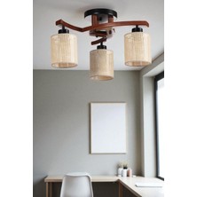 Weston 3 Lü Ceviz Petek Abajurlu Plofonyer Avize