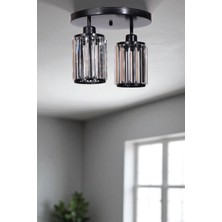 Hugo 2 Li Tepsili Siyah Plafonyer Avize