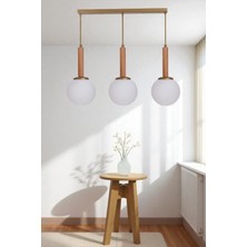 Işıl 3 Lü Sıralı Naturel Beyaz Camlı Sarkıt