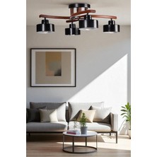 Weston 4 Lü Ceviz Metal Başlıklı Plofonyer Avize
