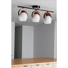 Helena 3 Lü Sıralı Beyaz Camlı Plafonyer Avize