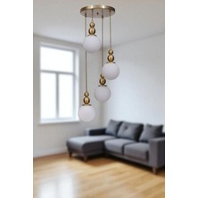 Yaren 4 Lü Tepsili Eskitme Beyaz Camlı Sarkıt