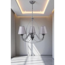 Berfin 3 Lü Gri Hasır Gri Abajrulu Avize