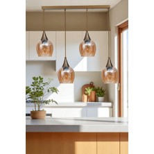 Enzo 4 Lü Sıralı Eskitme Bal Camlı Sarkıt